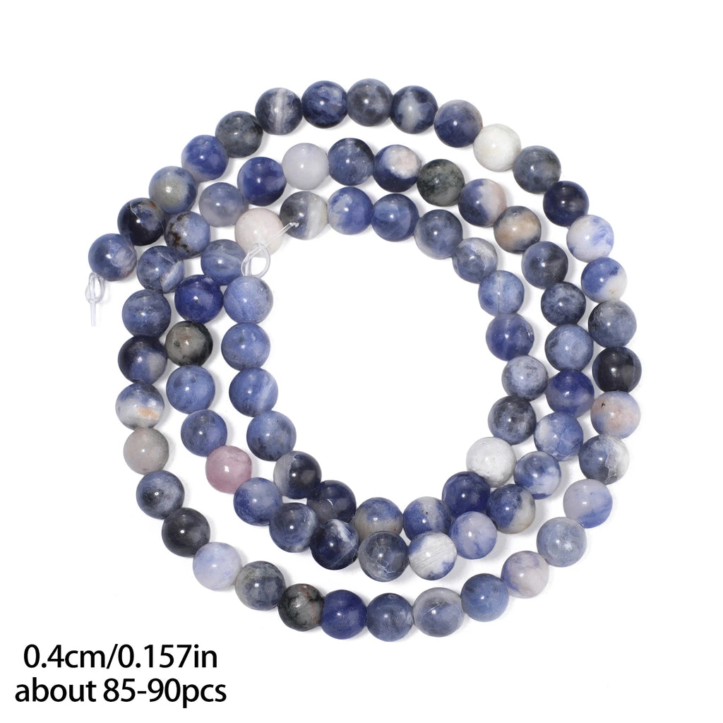 Natural Stone Flower Sodalite Smooth Pendant Beads for Jewelry Making DIY Necklace Earrings Accessory Wholesale 4/6/8/10mm