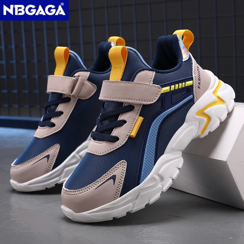New Sport Sneaker Kids Boys Casual Shoes for 5-16Years Old Children Leather Non-Slip Fashion Tenis Shoes Soft Soled Black Shoe