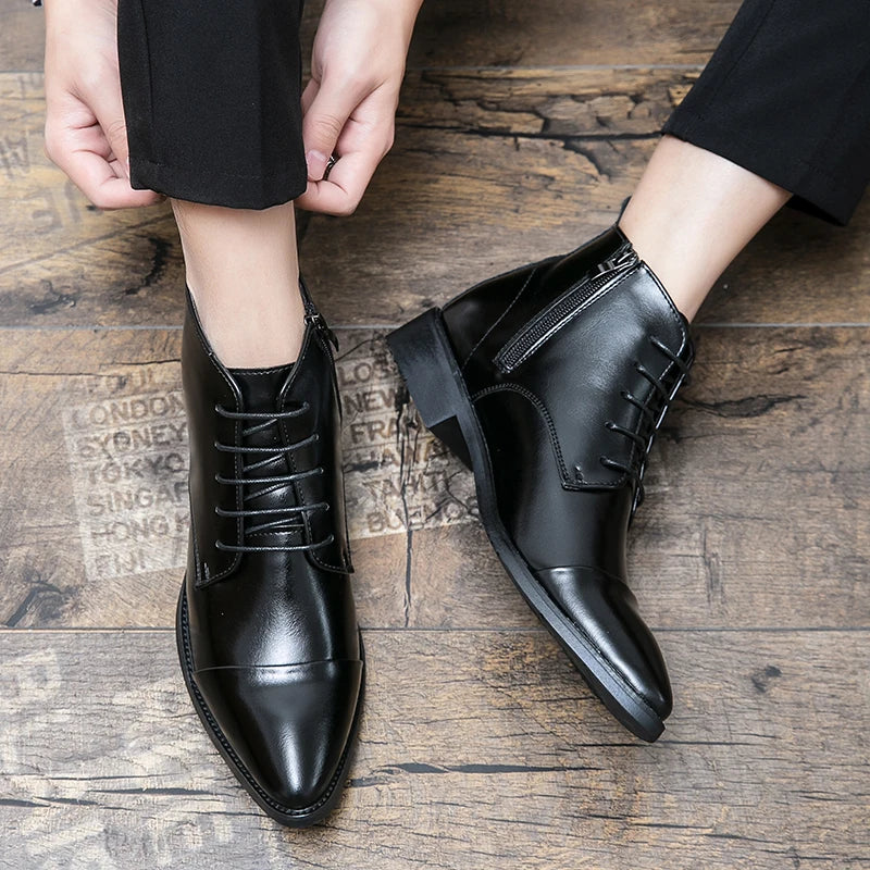 Luxury Designer Men's 38~48 Genuine Leather Italian Brand Dress Shoes Men Fashion Chelsea Casual Boots Retro Ankle Boot Footwear