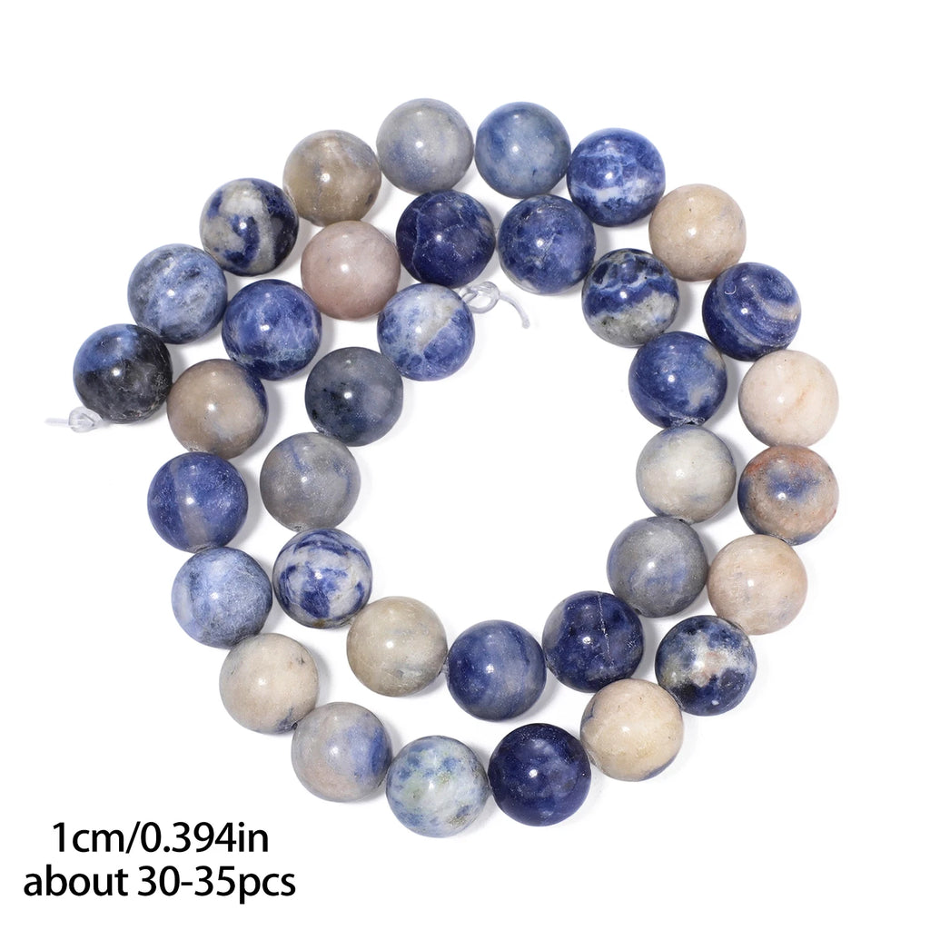 Natural Stone Flower Sodalite Smooth Pendant Beads for Jewelry Making DIY Necklace Earrings Accessory Wholesale 4/6/8/10mm