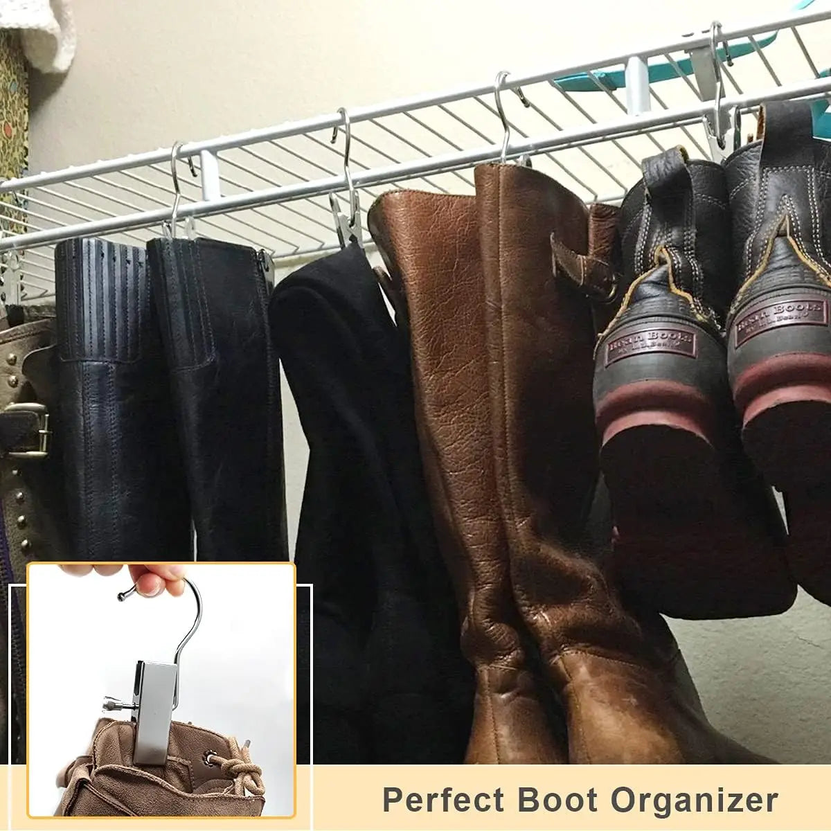 5 Pcs Portable Metal Hook Clip Multifunctional Clothespins Hat Storage Organizer Clip Boot Shoe Pant Wardrobe Cap Organizer