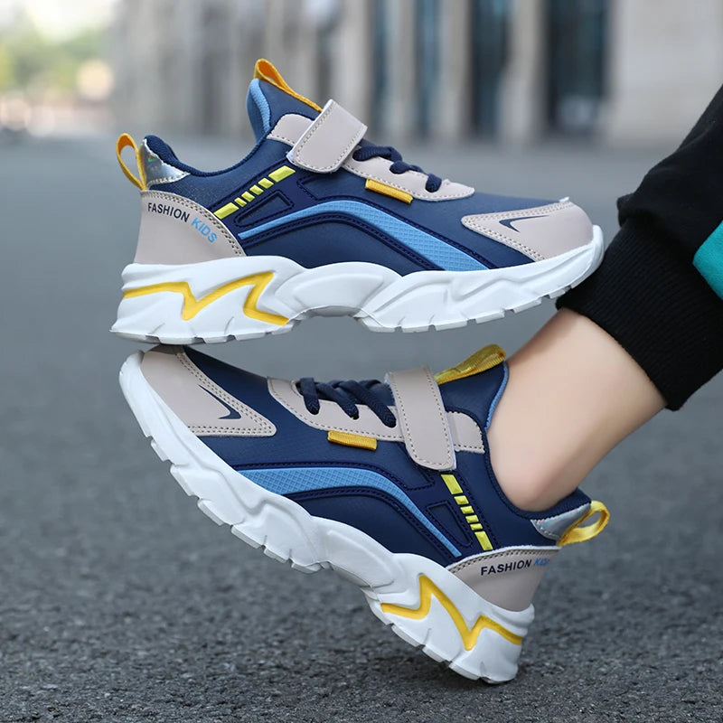 New Sport Sneaker Kids Boys Casual Shoes for 5-16Years Old Children Leather Non-Slip Fashion Tenis Shoes Soft Soled Black Shoe